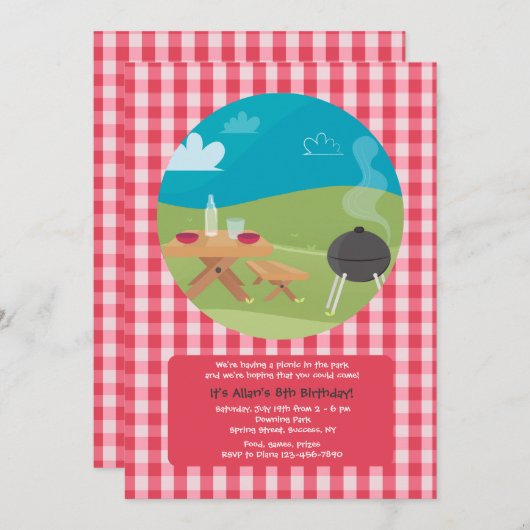 Invitation de pique-nique d'été (Devant / Derrière)