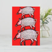 Invitation de pique-nique - Porcs d'art folkloriqu (Debout devant)