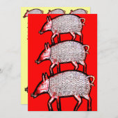 Invitation de pique-nique - Porcs d'art folkloriqu (Devant / Derrière)