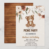 Invitation de pique-nique pour une douche d'ours b (Devant / Derrière)