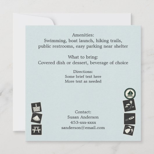 Invitation de pique-nique rouge, blanc, bleu (Dos)