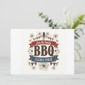 Invitation de pique-nique vintage BBQ - Patriotiqu (Debout devant)