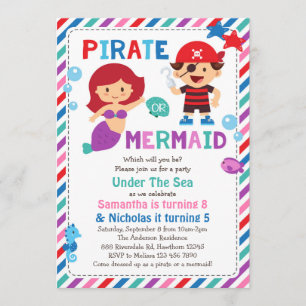 Invitation de pirate ou de sirène, sous la partie