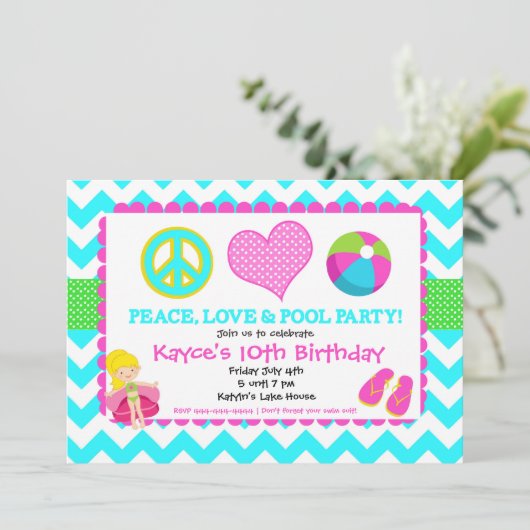 Invitation de piscine de plage (Debout devant)