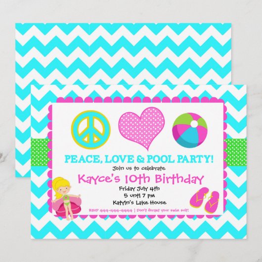 Invitation de piscine de plage (Devant / Derrière)