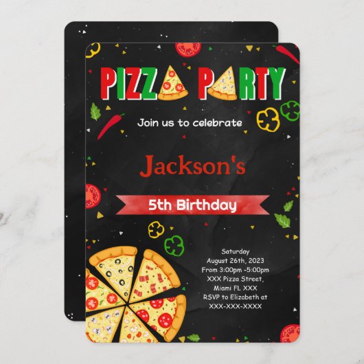 Invitation de pizza modifiable (Devant / Derrière)