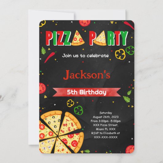 Invitation de pizza modifiable (Devant)