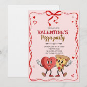 Invitation de pizza rétro de la Saint-Valentin gal (Devant / Derrière)