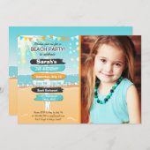 Invitation de plage d'anniversaire de plage de (Devant / Derrière)