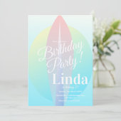 Invitation de plage de surf ombré rose pour annive (Debout devant)