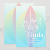 Invitation de plage de surf ombré rose pour annive (Devant / Derrière)