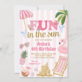 Invitation de plage Pink Stripe Fun in the sun (Devant)