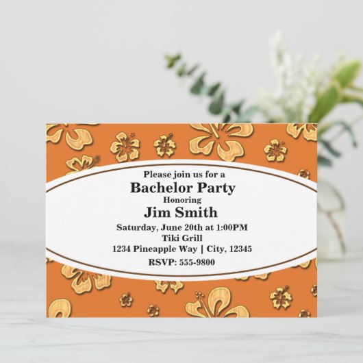 Invitation de plage tropicale à l'hibiscus rétro v (Debout devant)