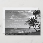 Invitation de plage tropicale en noir et blanc (Dos)