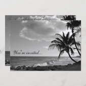 Invitation de plage tropicale en noir et blanc (Devant / Derrière)