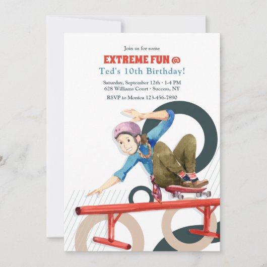 Invitation de plaisir extrême pour skateurs (Devant)
