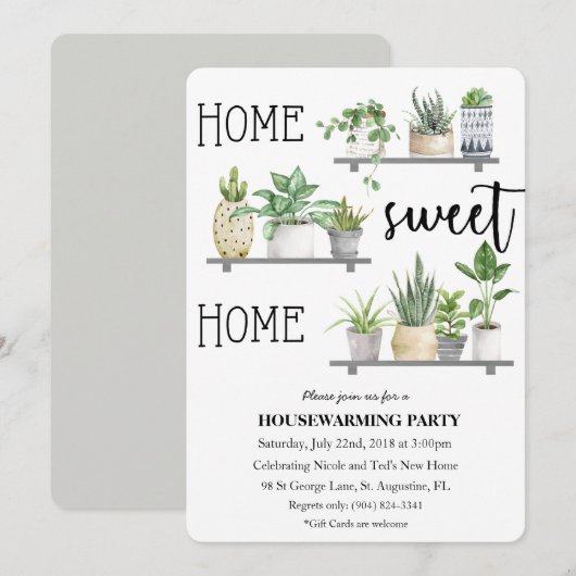 Invitation de plante de chauffage de maison douce (Devant / Derrière)