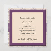 Invitation de Plum et Champagne Mariage damassé (Devant)