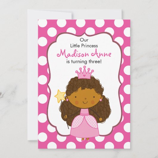 Invitation de Polka Dot Princess African American (Devant)