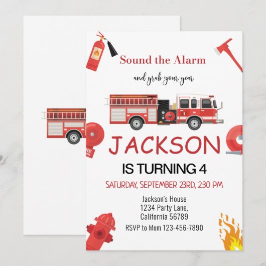 Invitation de pompier (Devant / Derrière)