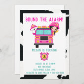 Invitation de pompier Pink Fire Truck Kids (Devant / Derrière)