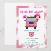 Invitation de pompier Pink Fire Truck Kids (Devant / Derrière)