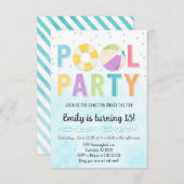 Invitation de Pool Party pour anniversaire et évén (Devant / Derrière)