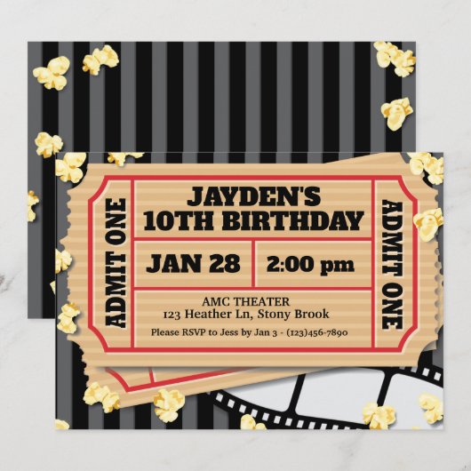 Invitation de Popcorn (Devant / Derrière)