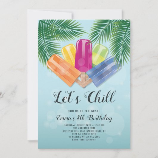 Invitation de Popsicle pour l'anniversaire de Chil (Devant)