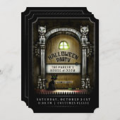 Invitation de porte hantée du parti Halloween (Devant / Derrière)