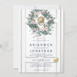 Invitation de porte mariage blanc rustique