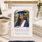 Invitation de portrait avec confettis dorés