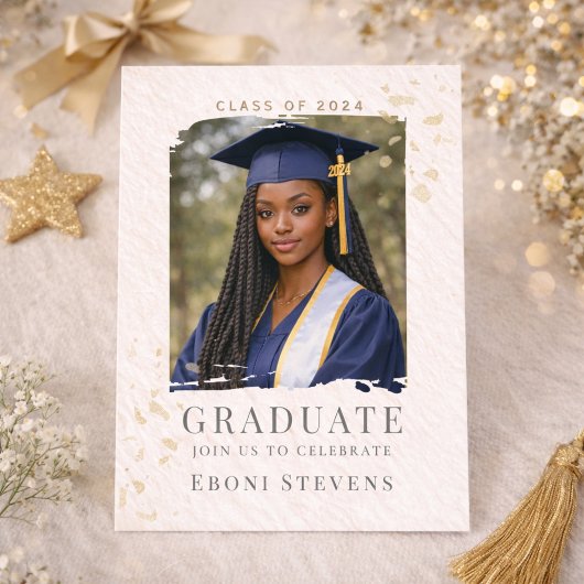 Invitation de portrait avec confettis dorés