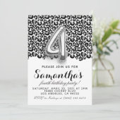 Invitation de Poster de animal Leopard 4e annivers (Debout devant)