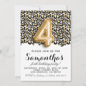 Invitation de Poster de animal Leopard 4e annivers (Devant)