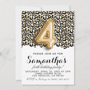 Invitation de Poster de animal Leopard 4e annivers