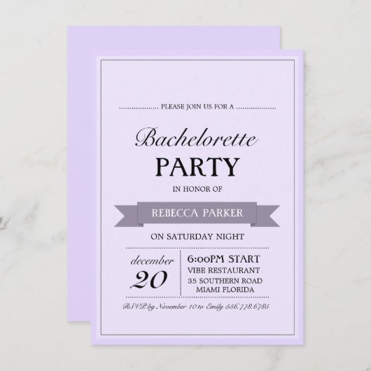 Invitation de Poster vintage violet (Devant / Derrière)