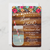 Invitation de pot de mason Luau Aloha (Devant)