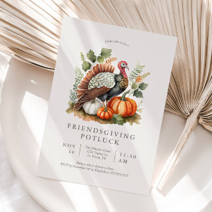 Invitation de Potluck Friendsgiving Vintage Dinde