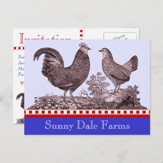 Invitation de poulets pour pique-nique, Marché fer (Devant / Derrière)