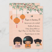 Invitation de poupées de Kokeshi (Devant / Derrière)