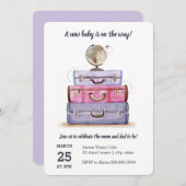 Invitation de pourpre de baby shower de thème de (Devant / Derrière)