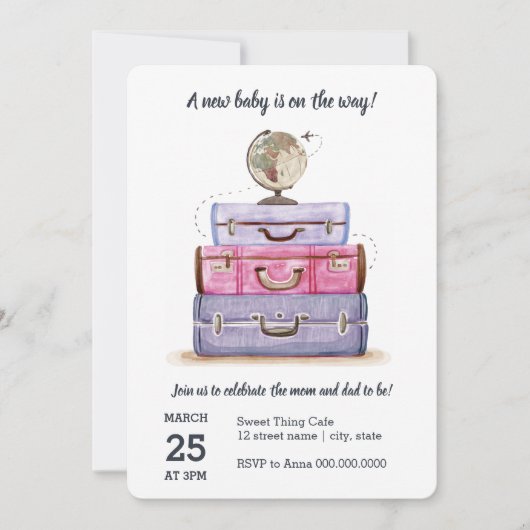 Invitation de pourpre de baby shower de thème de (Devant)