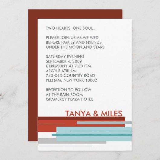 Invitation de Prague :  Rouge moderne (Devant / Derrière)