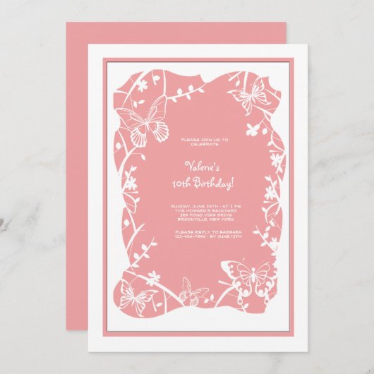 Invitation de prairie papillon (Devant / Derrière)