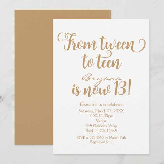 Invitation De pré-adolescent à adolescent Fête d'anniversaire (Devant / Derrière)