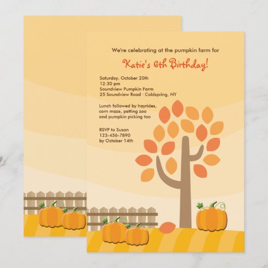 Invitation de prélèvement Citrouille (Devant / Derrière)