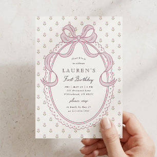 Invitation de premier anniversaire à motif floral