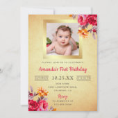 Invitation de premier anniversaire à paillettes do (Devant)