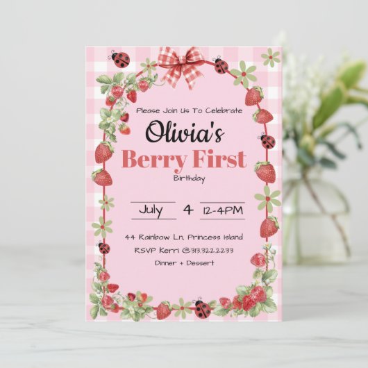 Invitation de premier anniversaire Berry Sweet (Debout devant)
